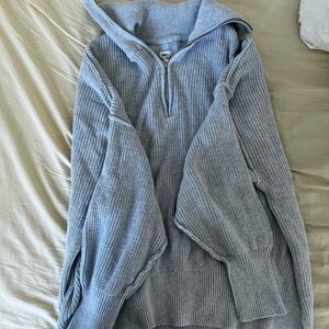 Aerie gray quarter zip Neck Sweater
